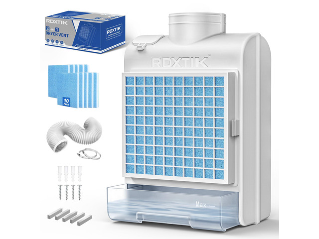 3-in-1 Indoor Dryer Vent Kit, 10 Pcs Polyester Filters for 4 Layer Purification System, Stainless Steel Screen Filter and Water Drawer For Electric...