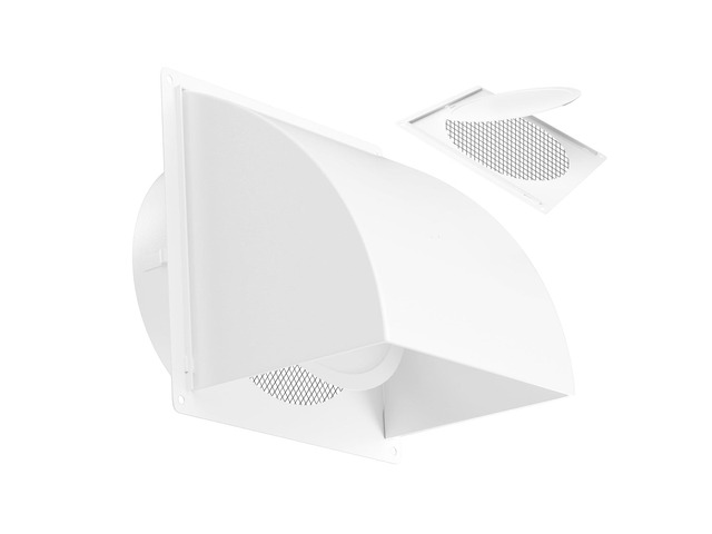 8 Inch Exterior Vent Cover, Heavy-Duty Metal Wall Vent Cover with Removable Screen & Non-Return Flap, Outdoor Dryer Vent Hood White