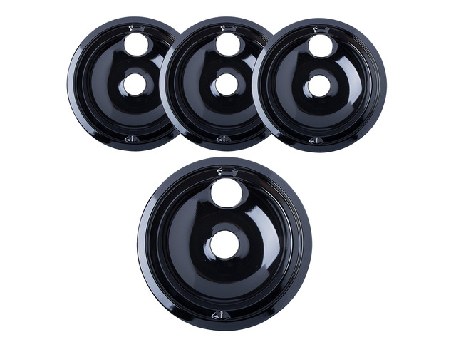 Made in the USA Porcelain Drip Pans (3) 6 WB31M20, (1) 8 WB31M19 Replacement for GE P119204XZ Style B Black