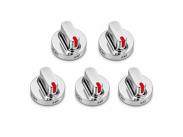 5-Pack Burner Dial Range Knob for Samsung FX510BFGS FX510BGS FX710BGS NX583G0VBSR NX58F5300SS NX58F5500SS NX58H5600SS Gas Oven Stove