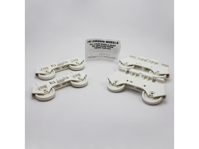 (4 PACK) PART # 4317933 GENUINE FACTORY OEM ORIGINAL DISHWASHER LOWER RACK ROLLERS WHEELS FOR WHIRLPOOL, KENMORE, SEARS AND ROPER