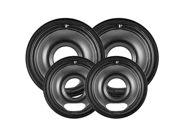 4 Pack Black Cooktop Drip Pans, Compatible with GE Hotpoint Stove. Include 2 Pcs 6'' Range Replacement Drip Pans and 2 Pcs 8 '' Burner Drip Pans...