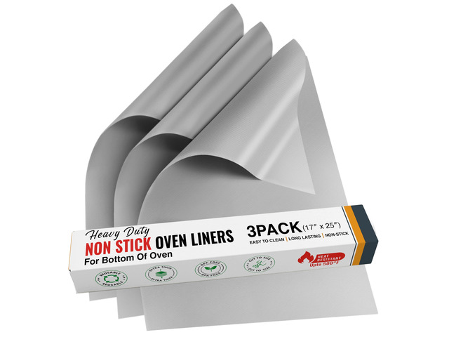 Oven Liners for Bottom of Oven - 17'x 25' Large Heavy Duty Non-Stick 3 Pack Resistant to 500°F, BPA & PFOA Free, Reusable, Fits Electric, Gas,...