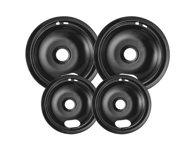 4 Pack Black Drip Pans, Compatible with Whirpool Kenmore Frigirate Stove Top Drip Bowls. Include 2 Pcs 6'' Range Replacement Drip Pans and 2 Pcs 8...