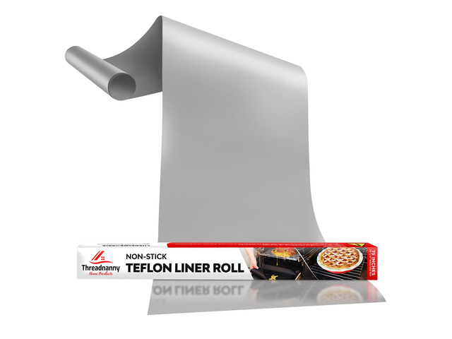 Silver Teflon Liner Roll for Ovens, Stovetops & Grills 75x17, Custom Fit Versatile Non-Stick Teflon Mat, Use As Oven Liner, Grill Mat, Stovetop...
