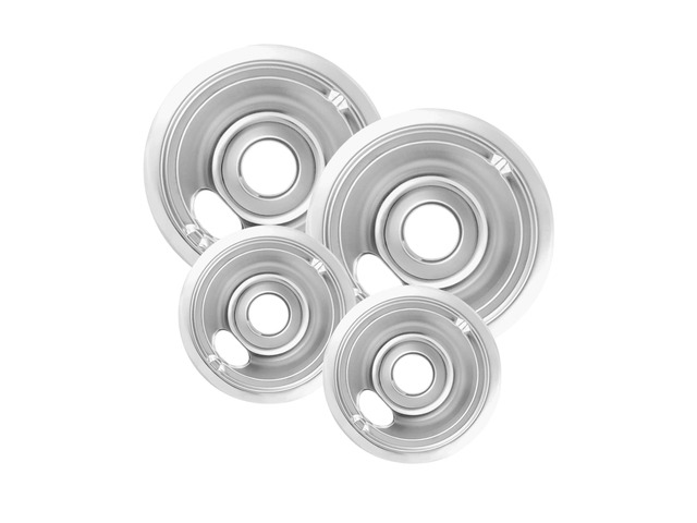 4-Piece Drip Pans Set - Compatible with GE Stoves - Chrome Finish Electric Stove Burner Drip Pans - 2 x 6inch, 2 x 8inch Stove Drip Pans - GE Stove...