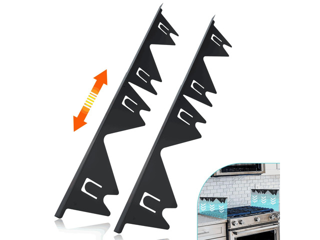 Stove Gap Covers Stainless Steel, 2 Pack Stove Gap Filler Easy Retractable Length 13.8' to 27.5', Width 0.79' Stove Gap Guards Range Trim Kit, Heat...
