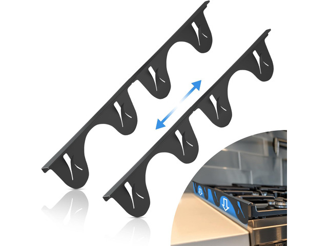 Stainless Steel Stove Gap Cover (2 Pack, Black), Stove Gap Filler for Kitchen, Range Trim Kit, Heat Resistant with Easy Clean, Adjustable Length...