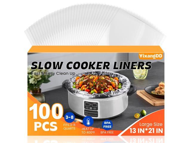 100 Pack Slow Cooker Liners, Large Size 13'x 21' Cooking Bags Disposable Plastic Slow Cooker Bags Liners Fits 3-8 Quarts, BPA Free, Suitable for...