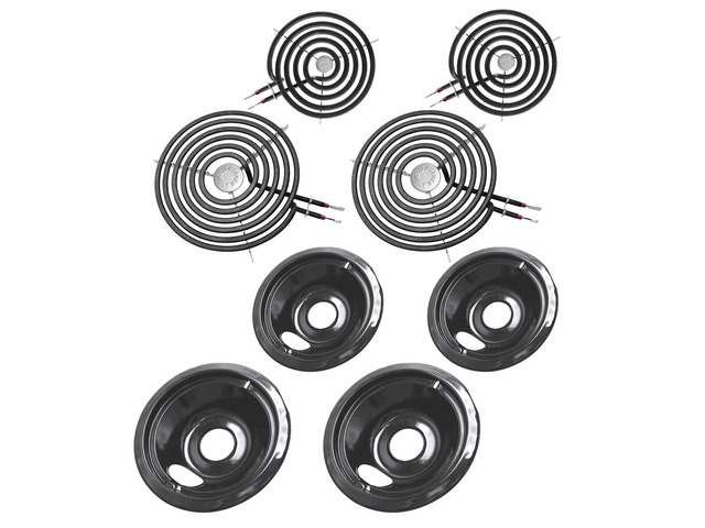 GE Drip Pans and Stove Burner Element Unit Set, Perfectly Fit WB30M1 & WB30M2 -Replacement for GE Hotpoint Kenmore Stove TopBlack