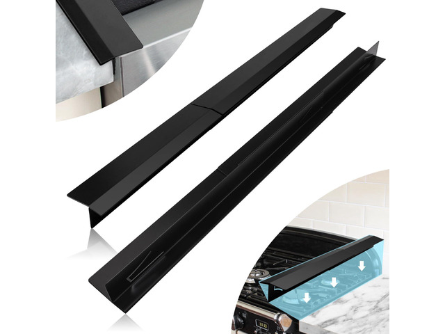 16.5'-33' Stove Gap Covers Stainless Steel 2PCS, Stove Gap Filler, Black Oven Side Gap Filler, Kitchen Range Trim Kit, Stove Gap Guard Between...
