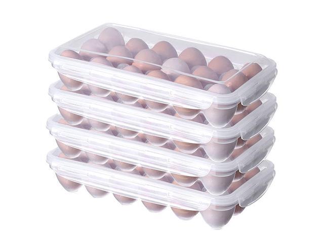 XBY-US 4 Pack Covered Egg Holders,Egg Holder For Refrigerator,travel egg Storage Container,Plastic Refrigerator Egg Trays,camping egg box,Deviled...
