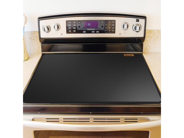 Large Fireproof Stove Top Covers for Electric Stove, Waterproof & Heat Resistant Mat for Glass Top, Stovetop Protector, Anti-Scratch, 36x24 Black