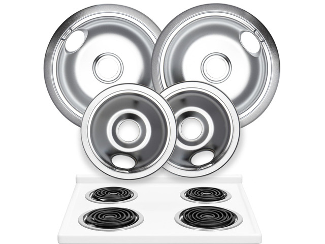 Electric Stove Drip Pans Set of 4 (2 x 6-Inch & 2 x 8-Inch) Replacement Stove Drip Pans for Electric Stove Compatible with Frigidaire, Kenmore,...