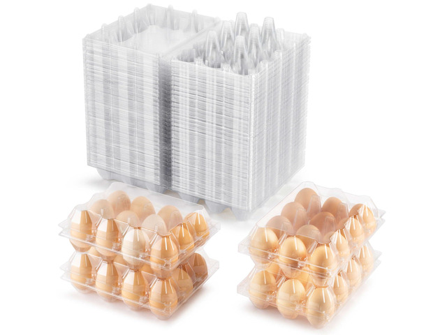 120 Packs Egg Cartons Cheap Bulk, Plastic for 12 Eggs, Clear Egg Cartons 3 x 4 Grids, Perfect for Refrigerator Family Farm Commercial Business...