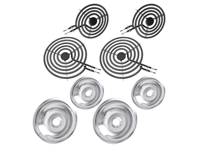 MP22YA Electric Stove Burner Element Replacement Set & W10290350 W10290353 4 Pack Silver Drip Pans - Perfectly Fit Whirlpool Electric Range Stove Top