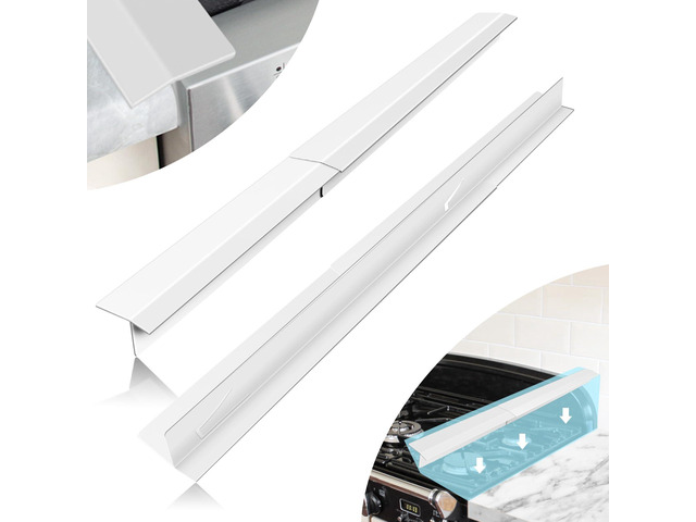 16.5'-33' Stove Gap Covers Stainless Steel 2PCS, Stove Gap Filler, White Oven Side Gap Filler, Kitchen Range Trim Kit, Stove Gap Guard Between...