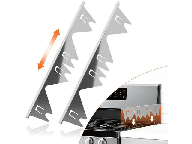 Stainless Steel Stove Gap Covers(2PCS), Silver Gap Filler, 13.8' to 27.5' Stove Gap Guard for Kitchen Oven Gap Between Stove Top and Counter,...