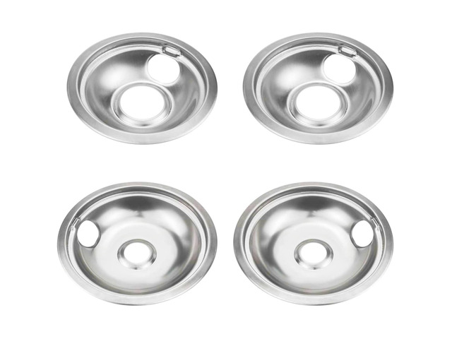 Chrome Drip Pan Stove Burner Covers, Electric Stove Burner Drip Pans for Whirlpool W10278125, 4 Pack (4x8')