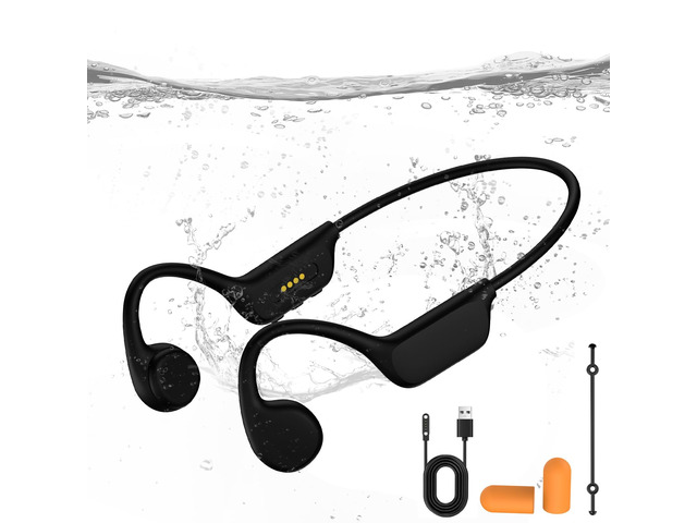 Bone Conduction Swimming Headphones, IPX8 Waterproof MP3 Player with Open-Ear Design, Bluetooth 5.4 Wireless Sports Earbuds for Swimming, Running,...
