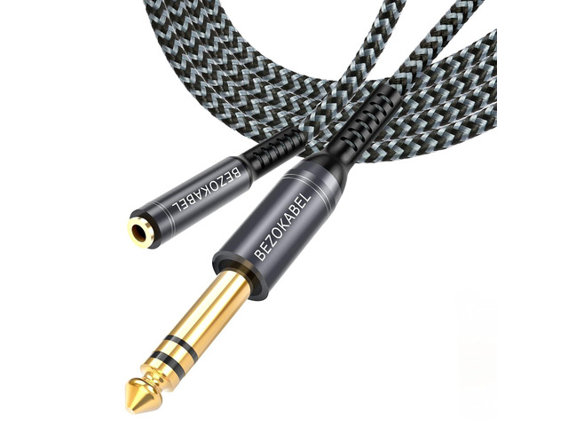 1/4 to 3.5mm Headphone Adapter 8ft, TRS 6.35mm Male to 3.5mm Female, 1/4 to 1/8 Stereo Jack Adapter for Amplifiers, Guitar- 8ft