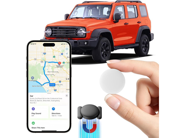 GPS Tracker for Vehicles,Mini Hidden Car Tracker with Magnetic Case,No Monthly Fee Real Time GPS Car Tracker Works with Apple Find My (iOS Only)-...