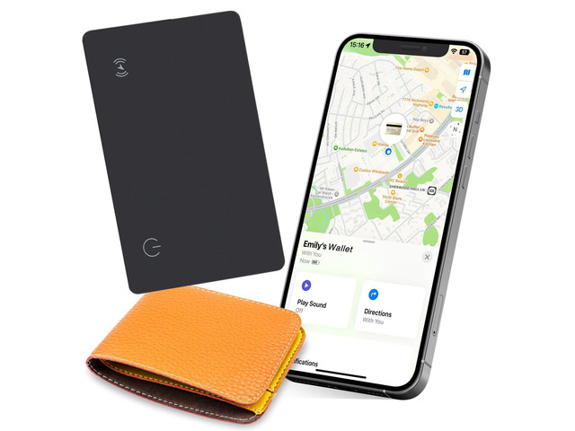 Wallet Tracker Card, Rechargeable, Works with Apple Find My, Black Apple MFi Certified Slim Tracking Card With Wireless Charging For Wallets,...