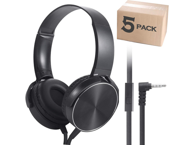 Kids Bulk Headphones with Microphone 5 Pack for School Boys Girls, Kids Online Learning Headset with Mic Stereo Sound, 3.5mm Audio Jack for...