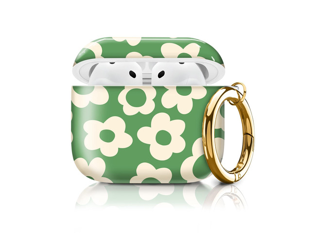 Compatible with AirPod 4th Generation Case Cover with Keychain, Full Protective Shockproof Wireless Headphone Case for Women Men Girl (Green Groovy...
