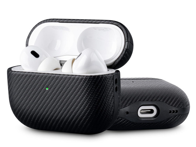 Edge Series - Hard Case for AirPods Pro 3rd Generation - Black Artisan Hand-Wrapped Case - Premium Faux Leather - Carbon Fiber Finish -...
