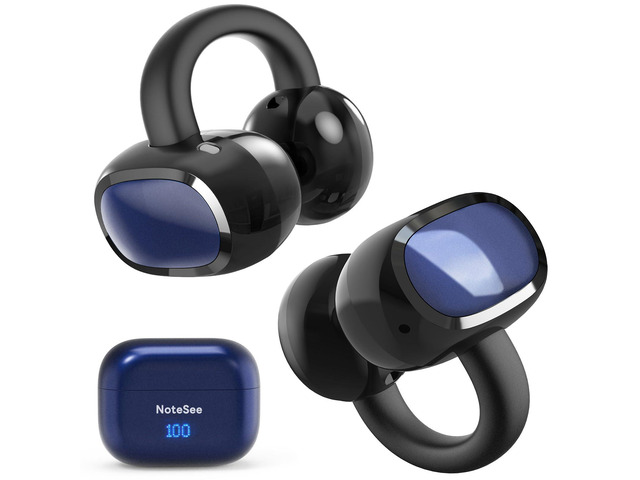 Open Ear Ring True Open Ear Headphones, Lightweight Comfort Open Ear Clip Wireless Earbuds, 40H Play Bluetooth 5.4 Headphones with Smart Digital...