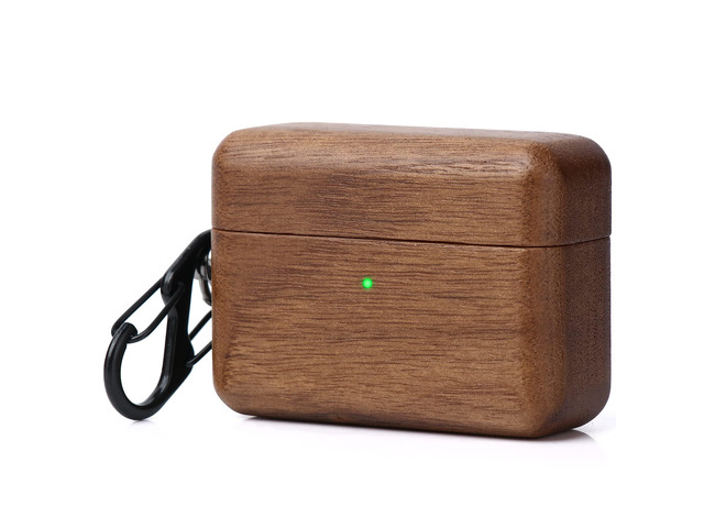 AirPods Case Cover, Men Women Wood Hard Protective Cover with Keychain for Apple AirPods pro 2nd Generation Charging case (Walnut)