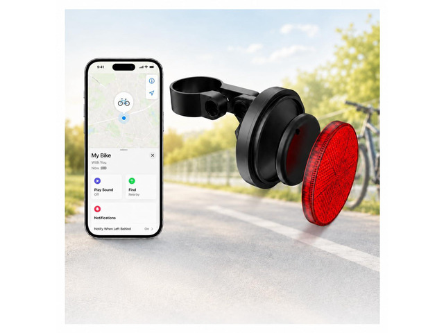 Bike Rear Reflector with Built-in Item Finder, Works with Find My App, Hidden Anti-Loss Bicycle Finder, Seatpost Reflective Bike Accessory for Road...