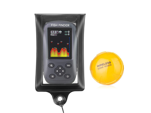 Portable Rechargeable Fish Finder Wireless Sonar Sensor Fishfinder with Water Resistant Bag Case