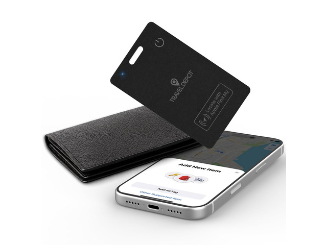Wallet Tracker Card Ultra-Thin Find My Compatible Rechargeable GPS Bluetooth Item Finder for Wallet, Keys & Luggage (iOS Only), 80100dB Alarm