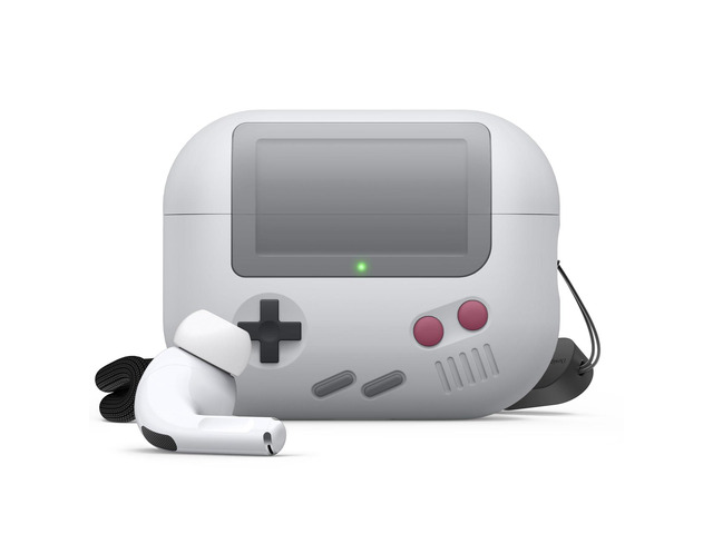 AW5 Case for AirPods Pro 2 Classic Handheld Game Console Design Case Lanyard Included (2022) [Light Grey]