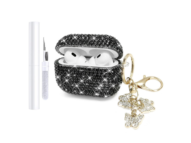 Compatible with AirPods Pro 2 Case Cover 2022, Hard TPU Case with Glitter Diamond for AirPods Pro 2nd/1st Generation with Bling Butterfly Keychain...