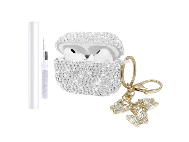 Compatible with AirPods Pro 2 Case Cover 2022, Hard TPU Case with Glitter Diamond for AirPods Pro 2nd/1st Generation with Bling Butterfly Keychain...