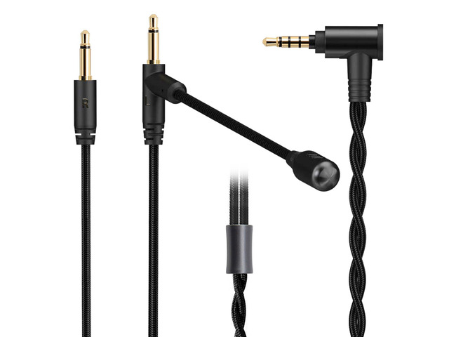 Voice Call Microphone Boom Cable,Aluminum Alloy Mic Dual 3.5mm Gaming Cable Compatible with Hifiman HE4XX HE560 MDR Z1R Beyerdynamic T1 for Studio...