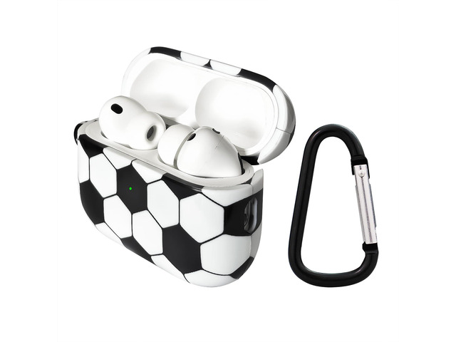 for Airpods pro 3 Case Cover,Shockproof Case Cover for Earphone Airpods pro 3 with Keychain Front LED Visible (Hard Soccer)