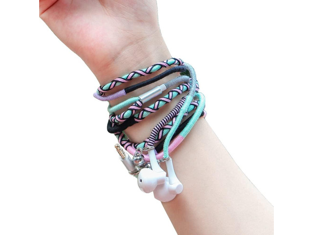 3.5mm in-Ear Wired Braided Bracelet Headphones Earbuds with Built-in Microphone Tangle-Free Cord Heavy bass Remote for iPhone, iPad, Mac