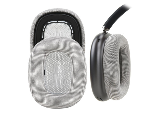 Replacement Gel Ear Cushions for Apple AirPods Max 1, Mesh Fabric Covered Ear Pads & Silicone & Memory Foam and Magnet (Silvery)