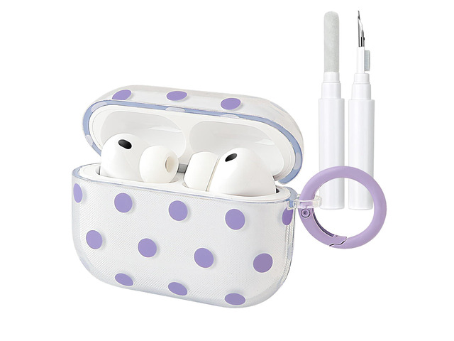 Cute Polka Dot Case for AirPods Pro 3 with Cleaner Kit Clear,Shockproof,Full Protective Cover,Soft TPU,Daily,With Keychain,For Women,For Airpods...
