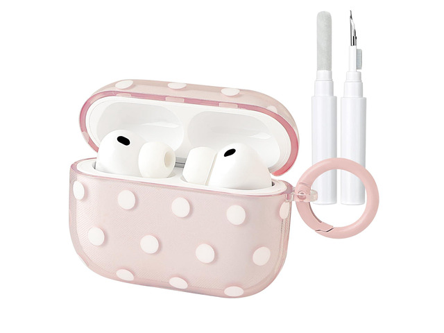 Cute Polka Dot Case for AirPods Pro 3 with Cleaner Kit Clear,Shockproof,Full Protective Cover,Soft TPU,Daily,With Keychain,For Women,For Airpods...