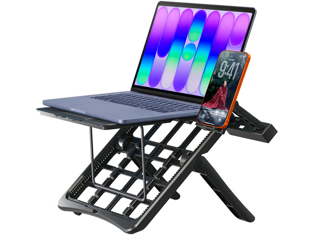 Adjustable Laptop Stand for Desk, Ergonomic Riser for 10-17' Lap ABS 4-in-1 sit-stand riser with phone holder. Fits Mac/Dell/HP. Great for...