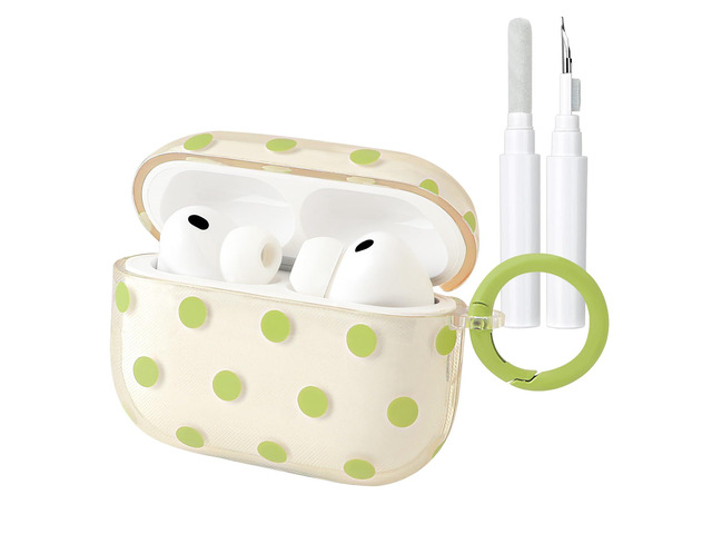 Cute Polka Dot Case for AirPods Pro 3 with Cleaner Kit Clear,Shockproof,Full Protective Cover,Soft TPU,Daily,With Keychain,For Women,For Airpods...