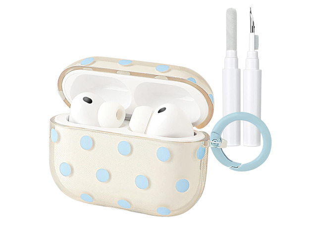 Cute Polka Dot Case for AirPods Pro 3 with Cleaner Kit Clear,Shockproof,Full Protective Cover,Soft TPU,Daily,With Keychain,For Women,For Airpods...