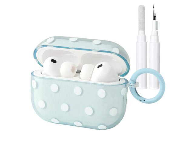 Cute Polka Dot Case for AirPods Pro 3 with Cleaner Kit Clear,Shockproof,Full Protective Cover,Soft TPU,Daily,With Keychain,For Women,For Airpods...