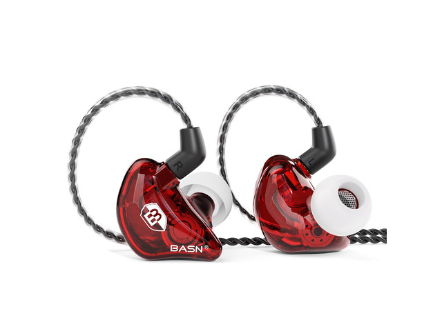 Bsinger BC100 in Ear Monitor Headphones Universal Fit Noise Isolating IEM Earphones for Musicians Singers Studio Audiophiles (Red)