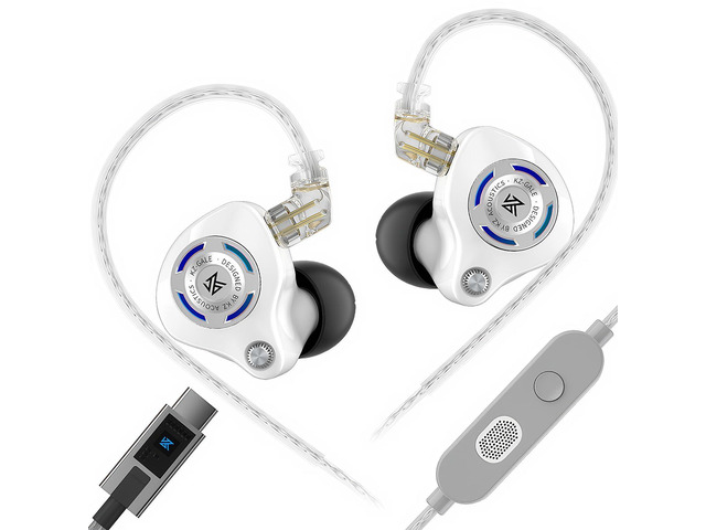 KZ-Gale Earbuds in-Ear Headphones with Ergonomic Design, Stereo Sound, and Comfortable Fit for Immersive Gaming Experience (DSP Version, White)